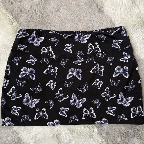 Ardene Dresses & Skirts - Y2K inspired Black Mini Skirt | Retro Neon Butterfly Print